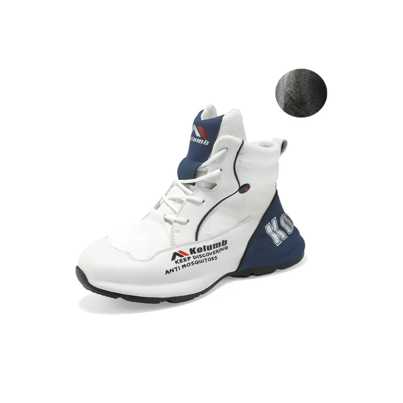 KOLUMB Cushioning Slip Resistant High Top Outdoor Shoes Men's White Blue-3