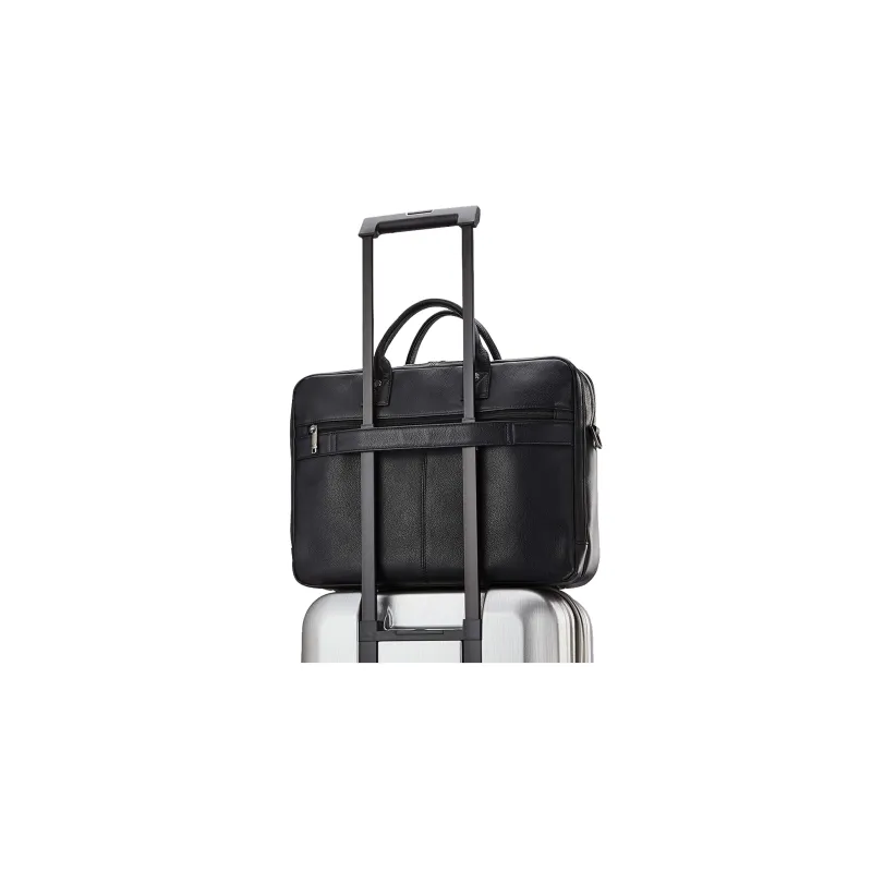 SAMSONITE Leather Briefcase Laptop Bag Shoulder Bag Crossbody Bag Handbag Regular Unisex Black-3