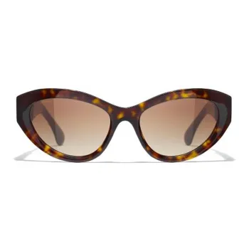 CHANEL Acetate Irregular Shape Sunglasses Men's Tortoiseshell