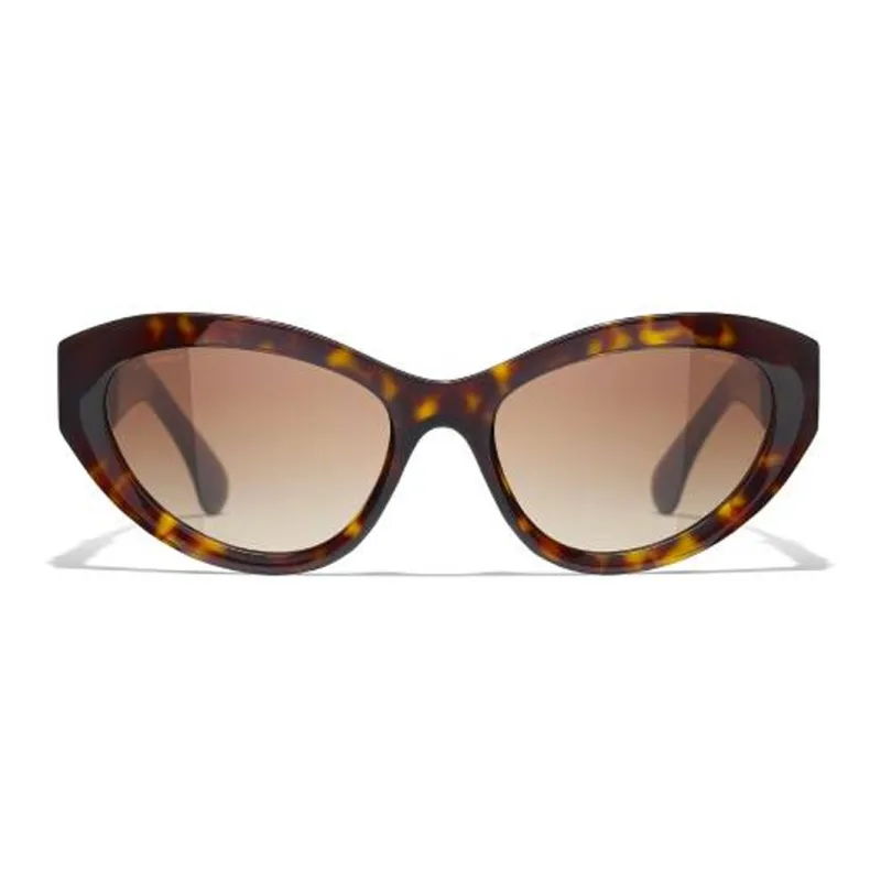 CHANEL Acetate Irregular Shape Sunglasses Men's Tortoiseshell-0