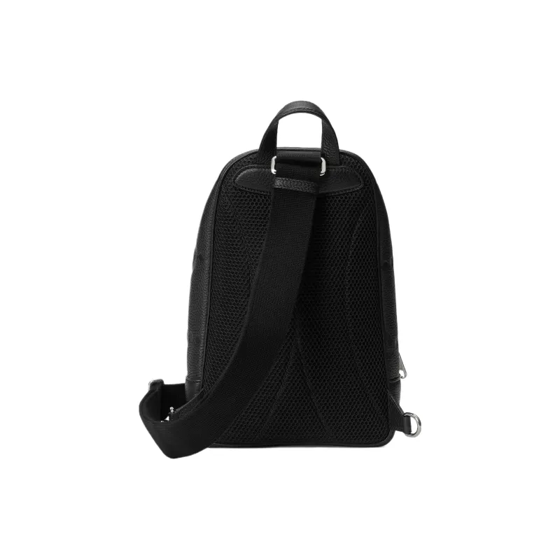 GUCCI Leather Shoulder Bag, Crossbody Bag Regular Men's Black-3