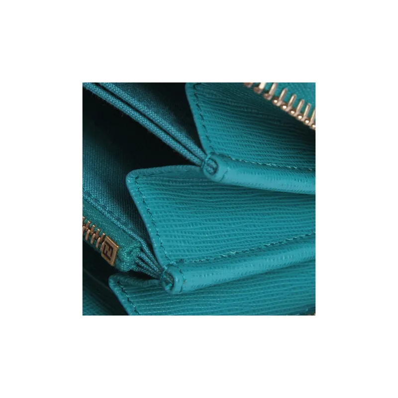 FENDI Leather Wallet Regular Women's Blue-3