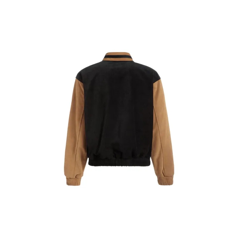 BALLY Emblem Logo patch Suede Bomber Jacket-1