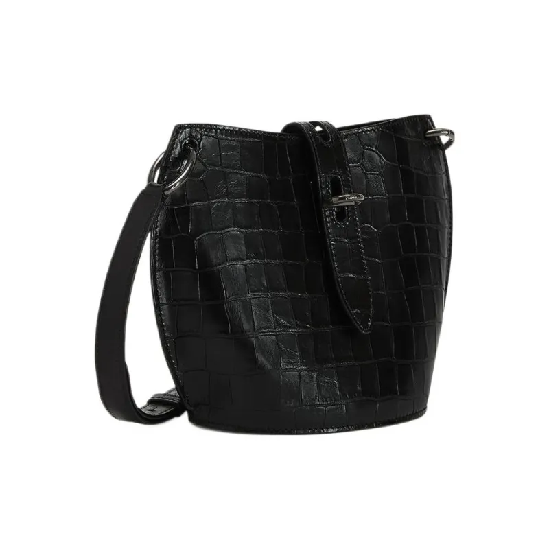 Furla Printed Calfskin Bucket Bag, Shoulder Bag, Crossbody Bag Mini Women's Black-1