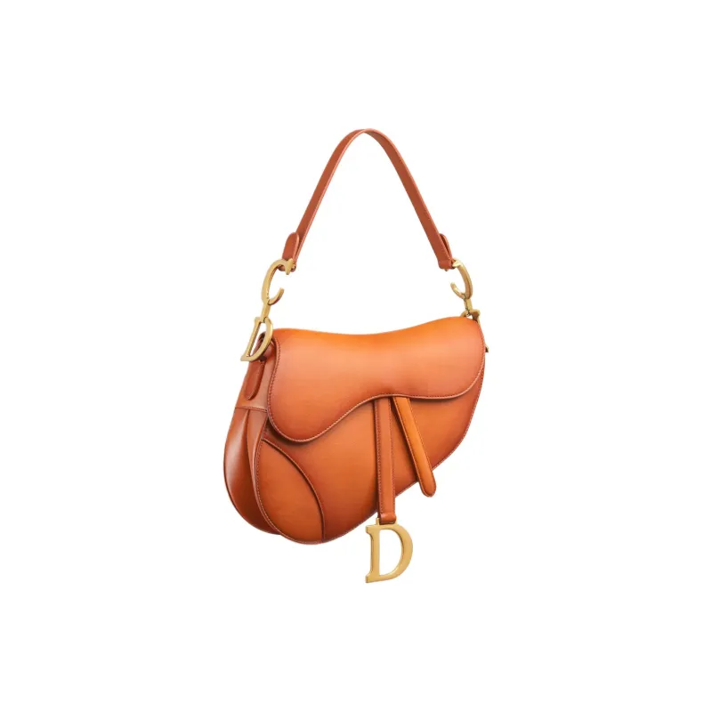 DIOR Lambskin Saddle Bag, Shoulder Bag, Crossbody Bag, Handbag Women's Bronze-2