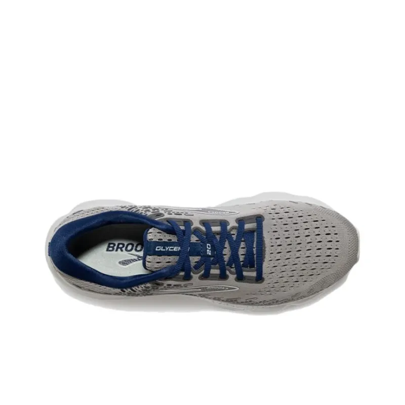 Brooks Glycerin 20 Anti Slip Wear Resistant Low Top Casual Running Shoes Men's Gray Blue-3