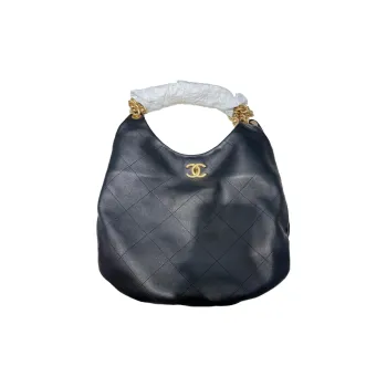 CHANEL Lambskin Hobo Bag Leather Bag Shoulder Bag Handbag Women's Black