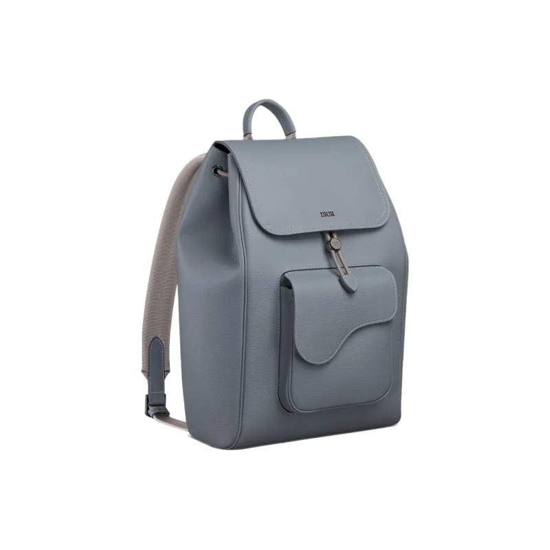 DIOR Saddle Grained Calfskin Saddle Backpack Men's Gray-1