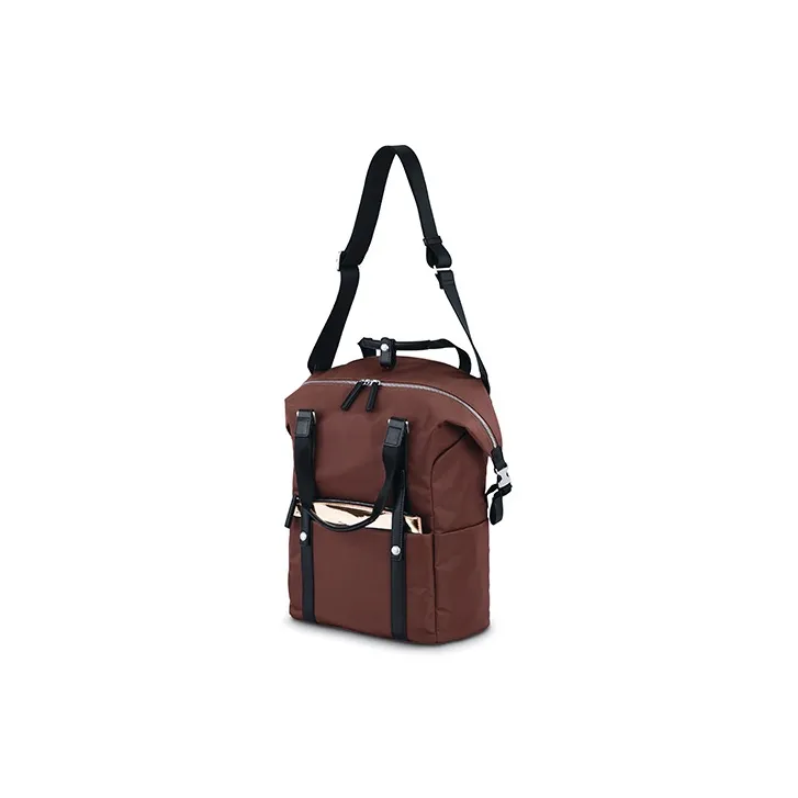 SAMSONITE Nylon Handbag Shoulder Bag Backpack Women's Chocolate Plum With Rose Gold Mirror Finish-4