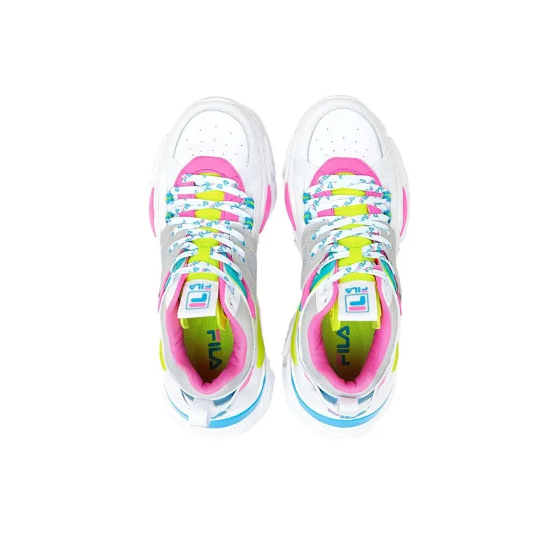 FILA Cage Durable Breathable Low Top Chunky Sneakers Women's White-1