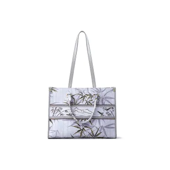 FION Fabric Tote Bag Shopping Bag Handbag Women's Clouds Ink And Bamboo Shadow