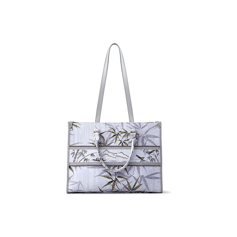 FION Fabric Tote Bag, Shopping Bag, Shoulder Bag, Handbag Women's Cloud Ink Bamboo Shadow-0