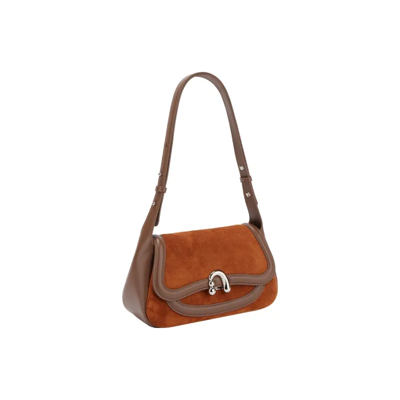 AMAZING SONG Cow Leather Nubuck Handheld Bag Saddle Bag Shoulder Bag Women's Black/White/Green/Red-50