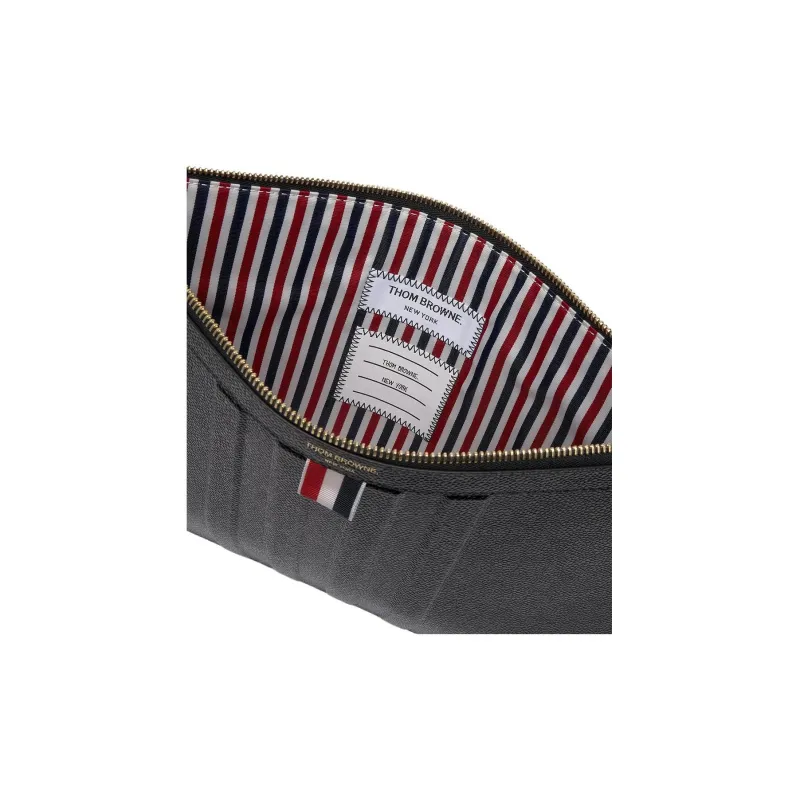 THOM BROWNE· Pebble Texture Calfskin Briefcase Medium Size Men's Black-4