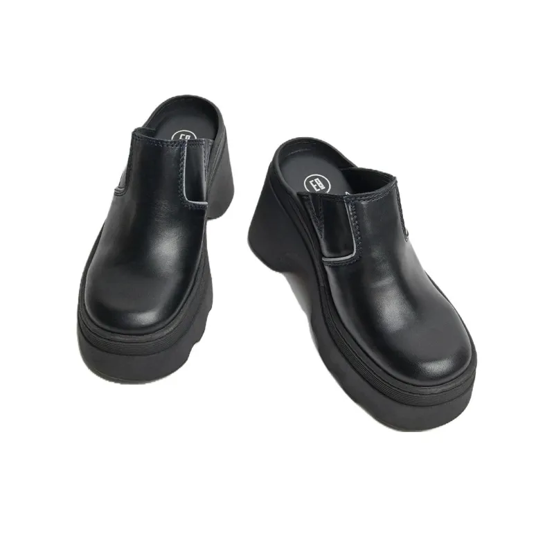 MIISTA Wrap-toe Slippers 10cm Women's Black-2