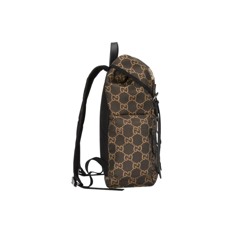 GUCCI Recycled Polyester Bonded Satin Binding Backpack Large Size Men's Ebony & Beige-3