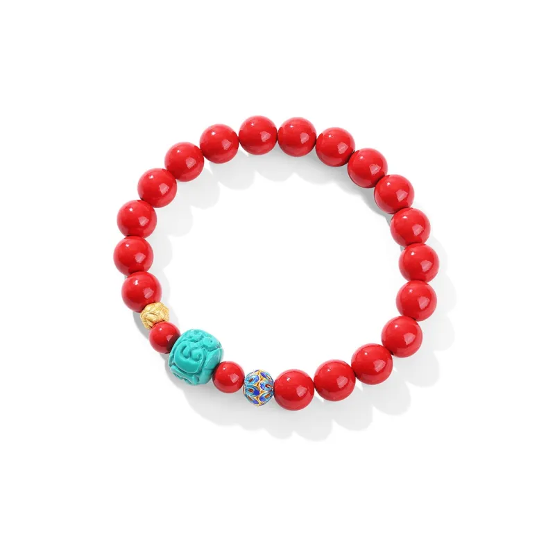 RUOK Colored Glaze Jade Bracelets Women's Reconstructed Cinnabar-0