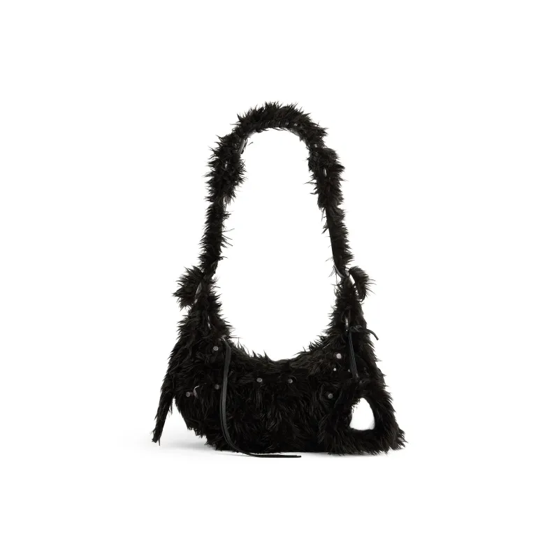 Balenciaga Le Cagole Faux Fur Handbag Shoulder Bag Mini Women's Black-0