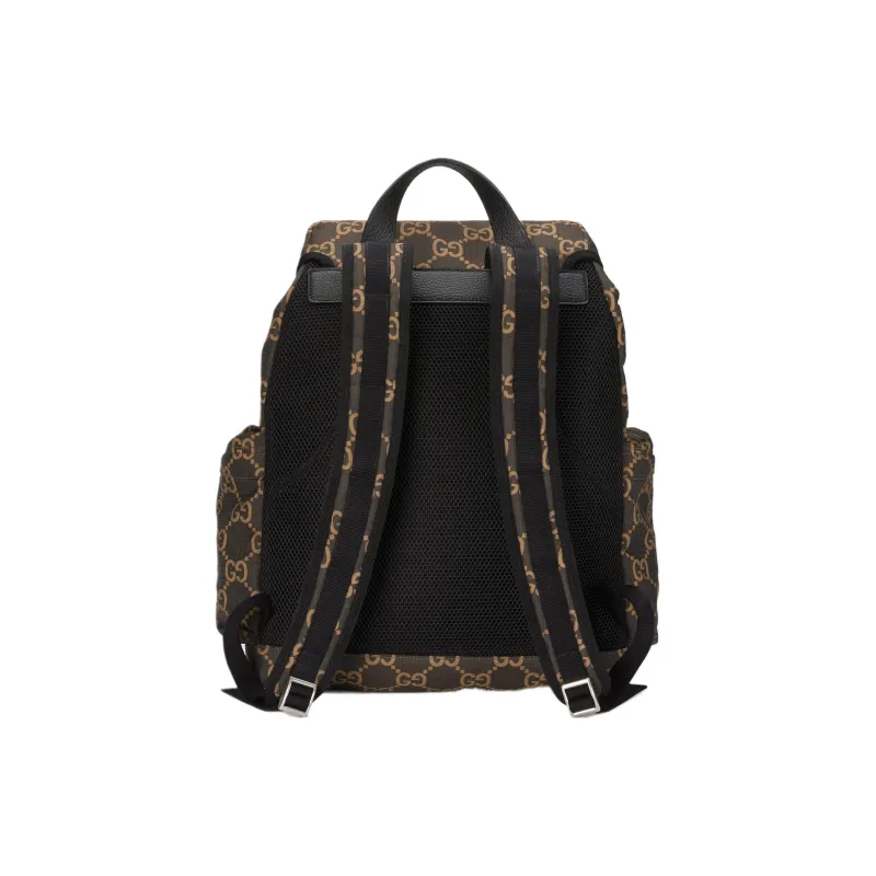 GUCCI Recycled Polyester Bonded Satin Binding Backpack Large Size Men's Ebony & Beige-2
