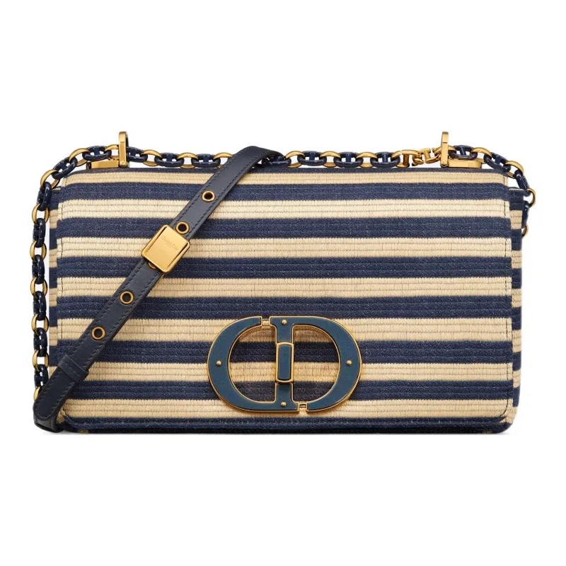 DIOR Caro Coconut Grass Shoulder Bag Crossbody Bag Medium Size Women's Natural Denim Blue-0
