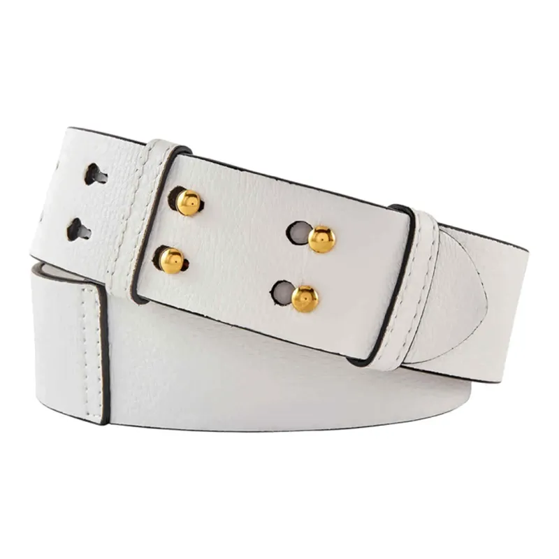 Burberry Solid Color Emblem Logo Decoration Leather Belts Women's White-0