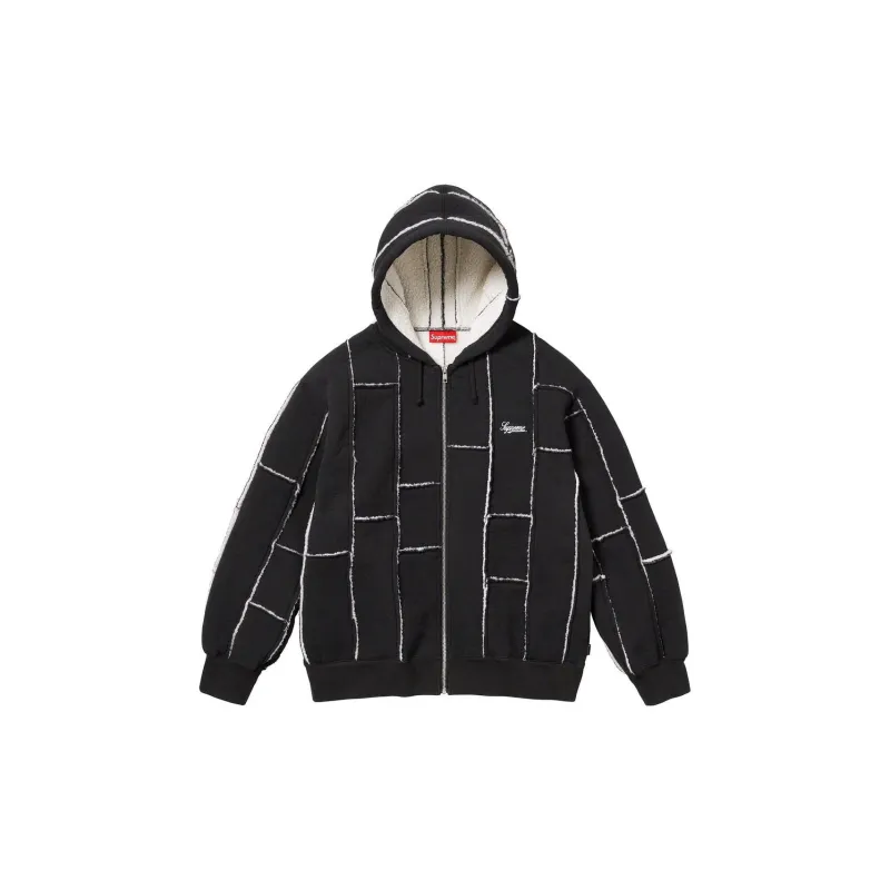 Supreme Faux Shearling Zip Up Hooded Sweatshirt Black XL - POIZON 