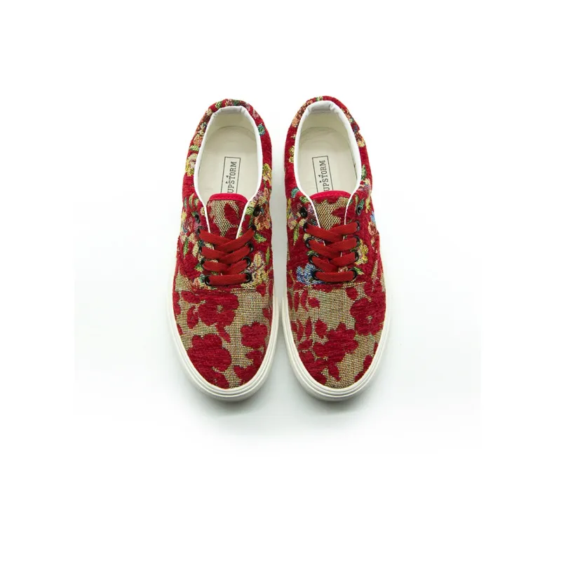SUPSTORM China Red Collection Wear Resistant Breathable Slip Resistant Low Top Skateboard Shoes Unisex Red-2
