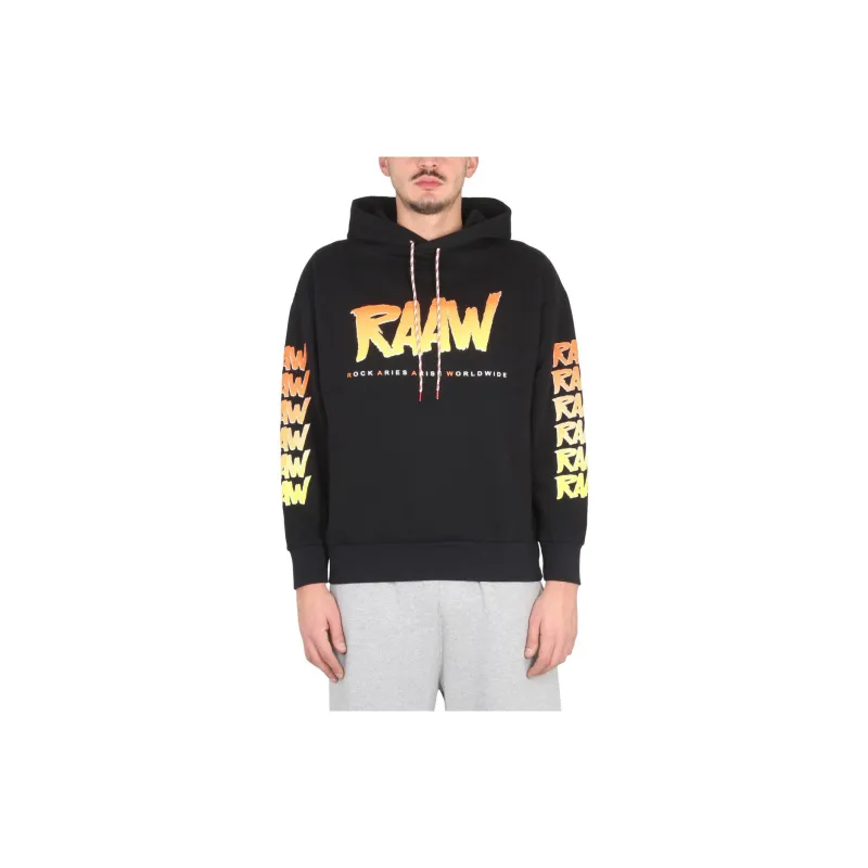 Aries Slogan Printed Drawstring Hoodie-1