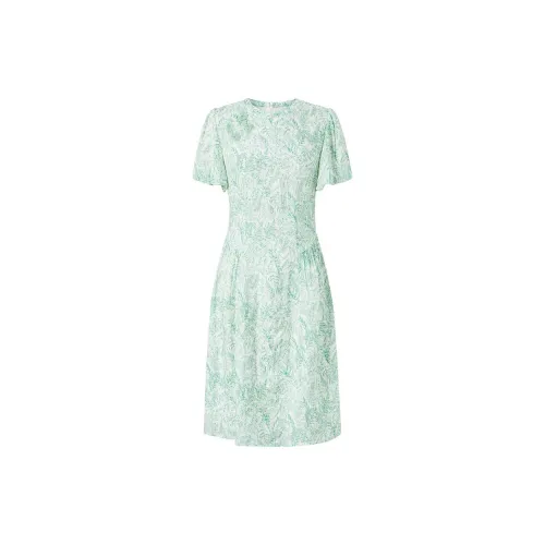 JZ Juzui Short Sleeved Dresses Women's Floral Grass Green