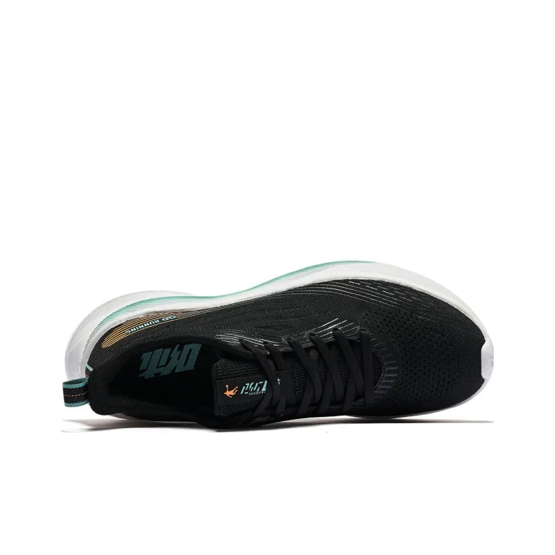 QIAODAN Sigh 4.0 Anti Slip Wear Resistant Low Top Running Shoes Men's Black Cyan-3