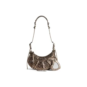 Balenciaga Le Cagole Fine Grained Sheepskin Portable Crossbody Bag, Shoulder Bag Mini Women's Brown