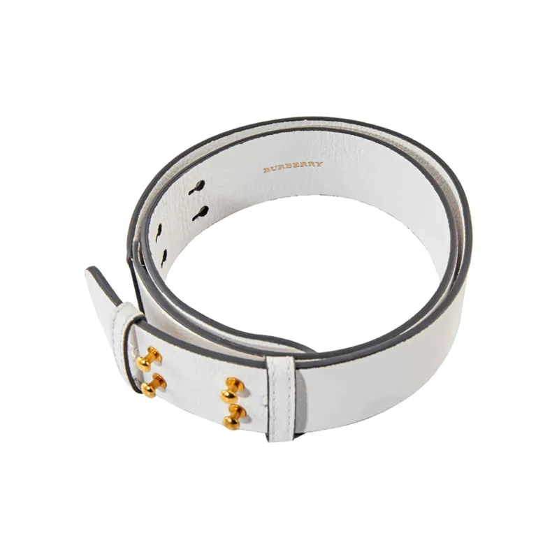 Burberry Solid Color Emblem Logo Decoration Leather Belts Women's White-1