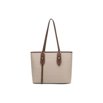 MEXICAN Polyurethane Leather Tote Handbag, Shoulder Bag Women's Apricot & Coffee/Dark Brown & Brown/Ecru & Pink