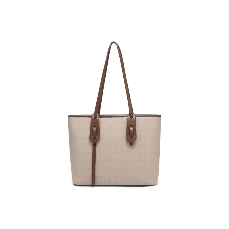 MEXICAN Polyurethane Leather Tote Handbag, Shoulder Bag Women's Apricot & Coffee/Dark Brown & Brown/Ecru & Pink-0