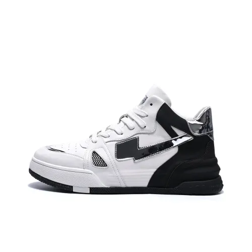 TRUMPPIPE Height Increasing Anti Slip And Wear Resistant High Top Skateboard Shoes Men's Black White