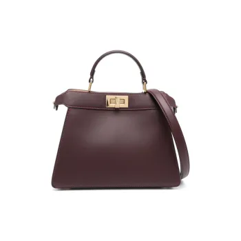 FENDI Peekaboo ISeeU Cow Leather Shoulder Bag, Crossbody Bag, Handbag Small Size Women's Burgundy