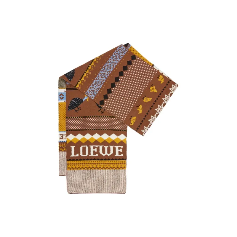 LOEWE Knit Scarves Unisex Brown-1
