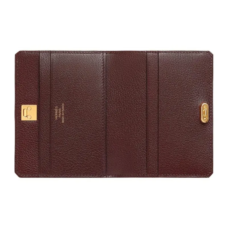 HERMES Chamkila Goat Skin Card Holder Women's 0G Rouge Sellier Saddle Red-1