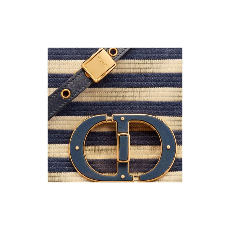 DIOR Caro Coconut Grass Shoulder Bag Crossbody Bag Medium Size Women's Natural Denim Blue-5