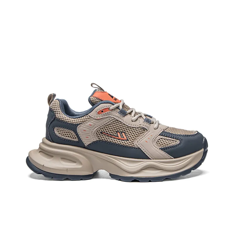 Warrior Students Elegance Platform Chunky Sneakers Lightweight Low Top Casual Shoes Women's Khaki Dark Gray-1