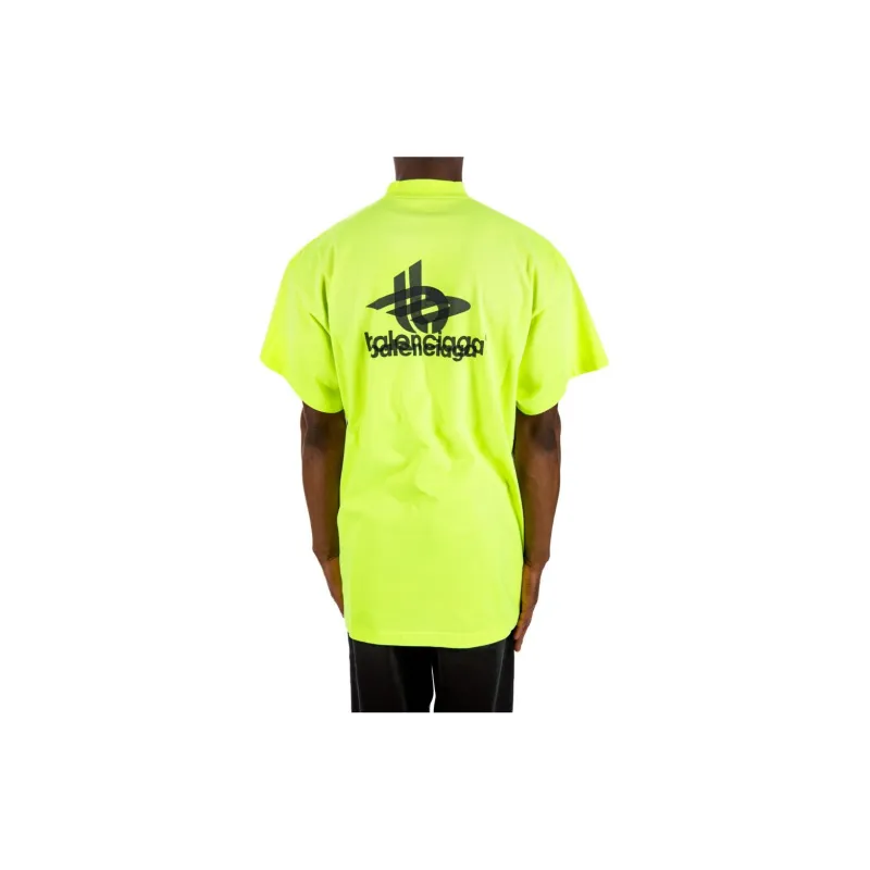 Balenciaga Drop Shoulder Sleeve T Shirt, Loose Fit Men's Grass Green-1