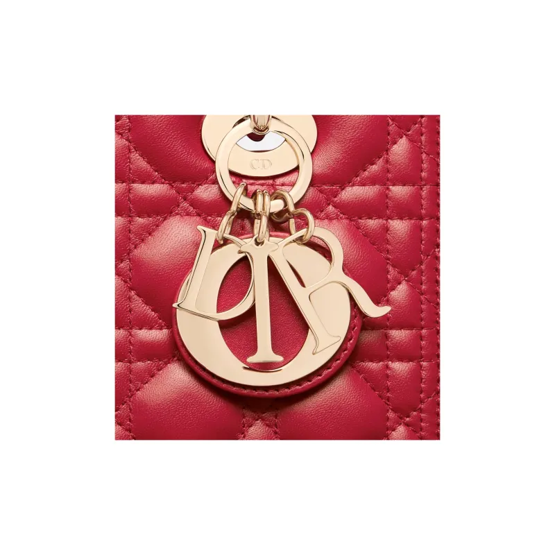 DIOR Lady Dior Lambskin Dior Bag Shoulder Bag Crossbody Bag Handbag Medium Size Women's Isolated Heather Red-5