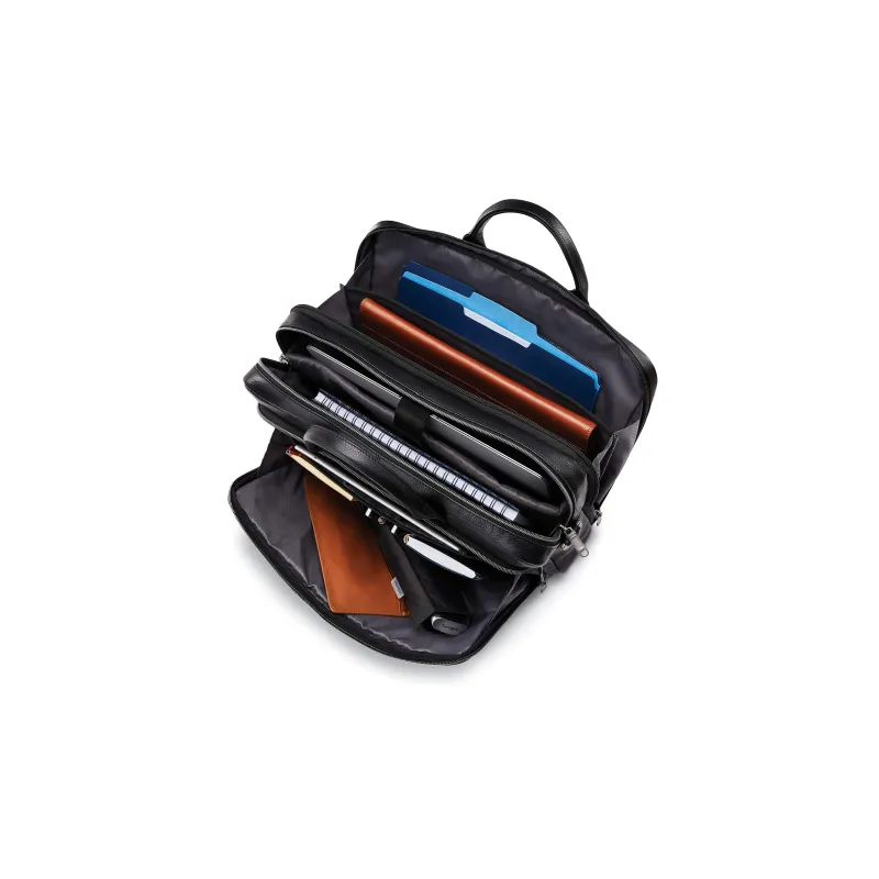 SAMSONITE Leather Briefcase Laptop Bag Shoulder Bag Crossbody Bag Handbag Regular Unisex Black-5