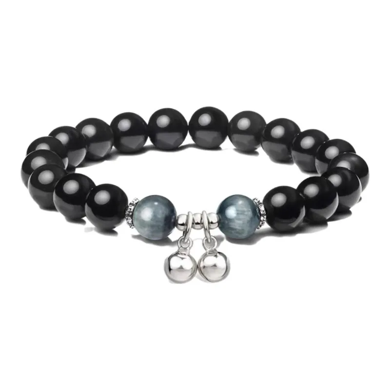 Yi Zhi Jing 925 Sterling Silver Jade Bracelets Unisex Obsidian-5