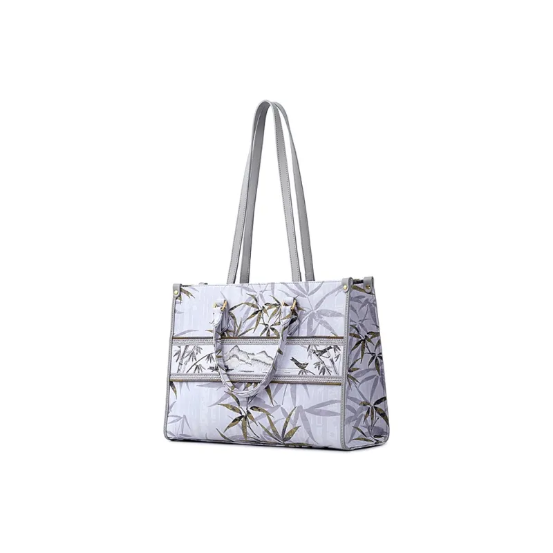 FION Fabric Tote Bag, Shopping Bag, Shoulder Bag, Handbag Women's Cloud Ink Bamboo Shadow-3