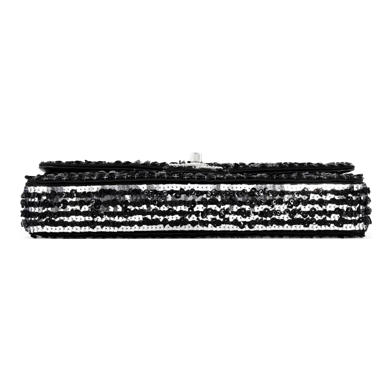 CHANEL 23P SS Rhinestone Sequins Evening Bag, Cell Phone Pouch, Clutch, Shoulder Bag, Crossbody Bag Women's Black-3