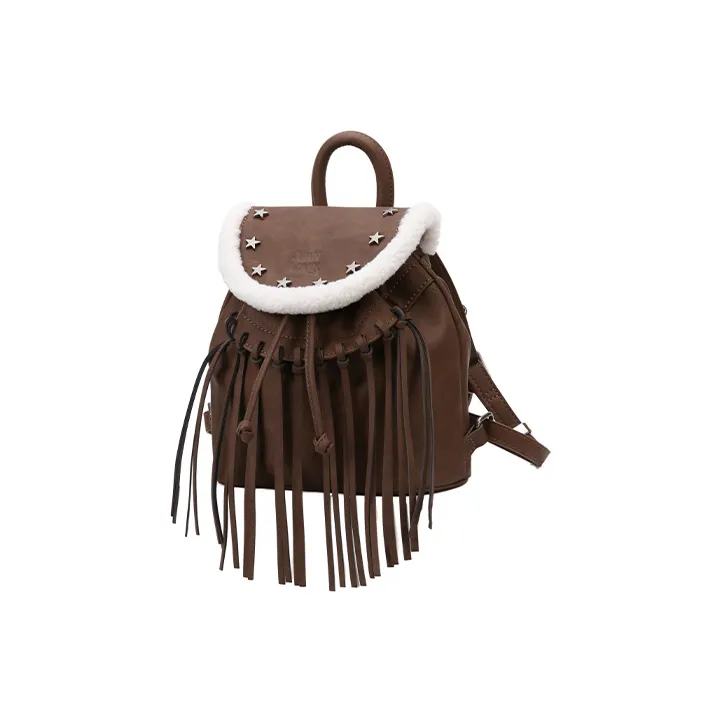 VANWALK PU Backpack Regular Women's Brown/Silver/Black-0
