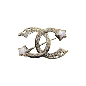 CHANEL Rhinestone Brooches Women's Gold