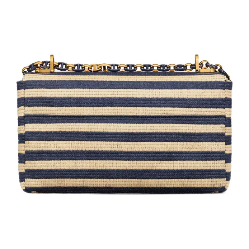 DIOR Caro Coconut Grass Shoulder Bag Crossbody Bag Medium Size Women's Natural Denim Blue-3