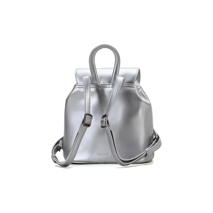 VANWALK PU Backpack Regular Women's Brown/Silver/Black-5